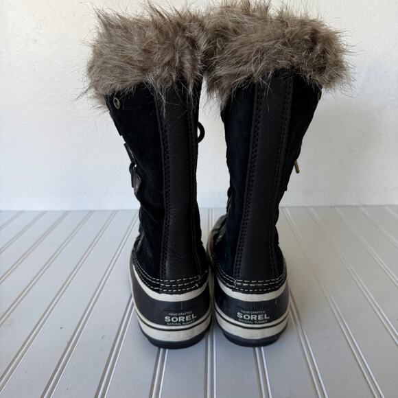 Sorel Joan of Artic Size 6.5 Black Tak Fur Suede Shearling snow boots - Picture 5 of 10